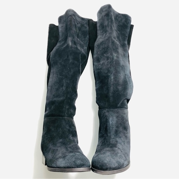 NEW Lucky Brand Calypso Over-The-Knee Boot in Black Suede Fabric Combo size 6.5 - Picture 5 of 15